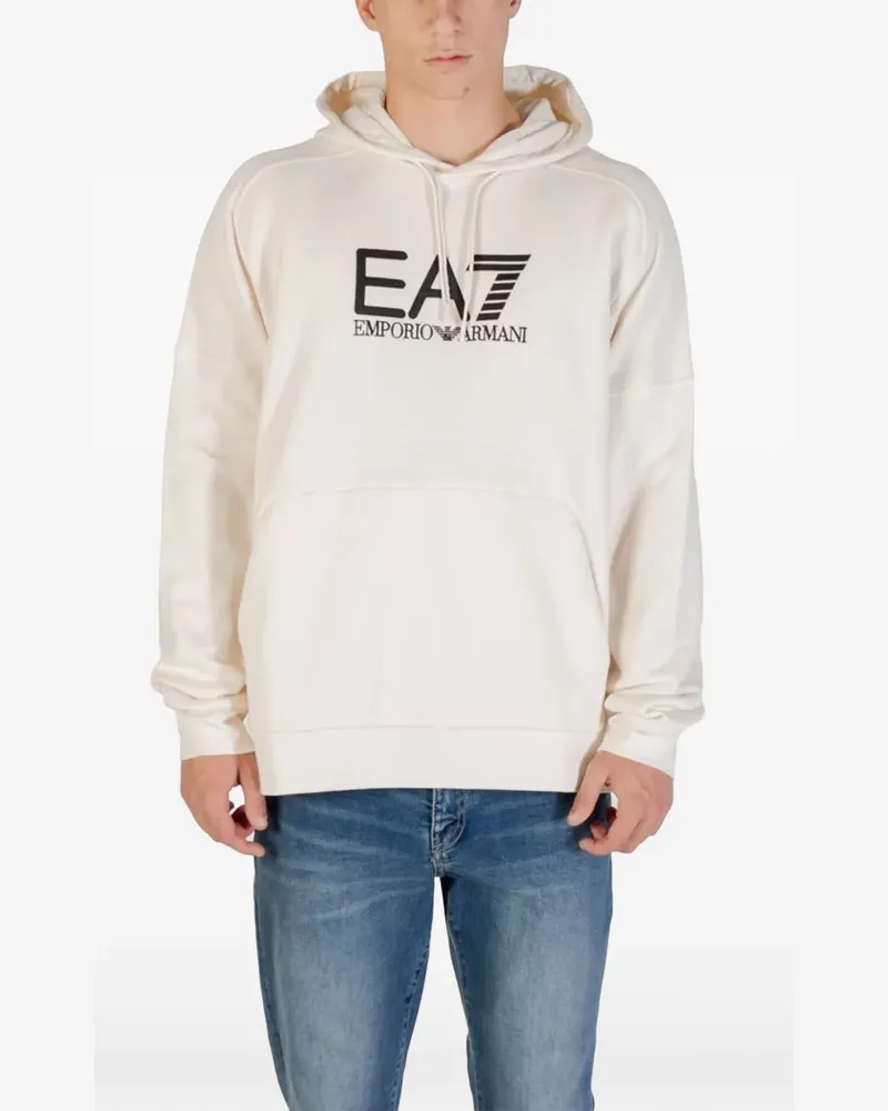 EA7 logo-print hoodie - Nude Nude