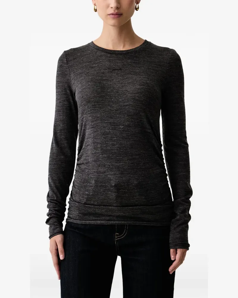Pinko logo-embroidered ruched T-shirt - Grau Grau