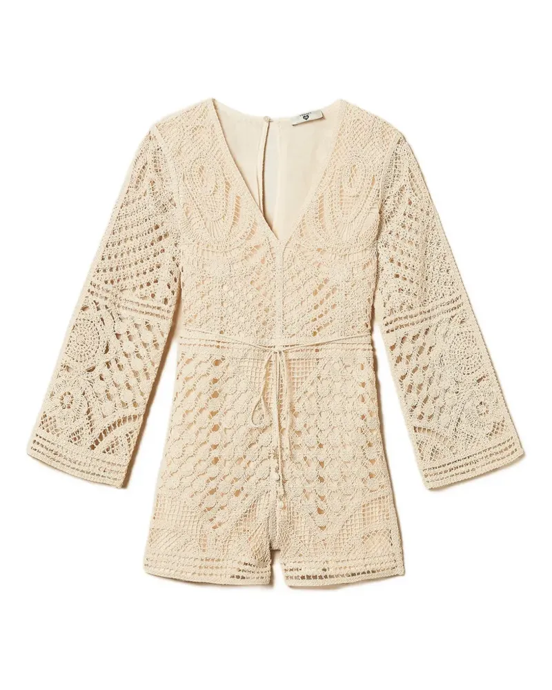 Twin-Set crochet-knit playsuit - Weiß Weiß