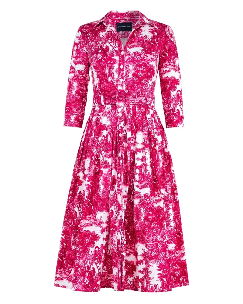 Samantha Sung Audrey Midikleid mit Falten - Rosa Rosa