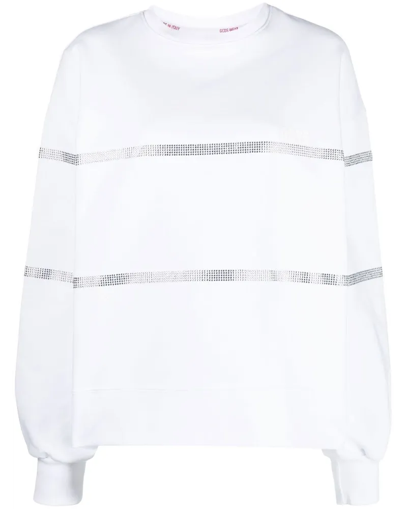 GCDS Langarmshirt mit Querstreifen - Weiß Weiß