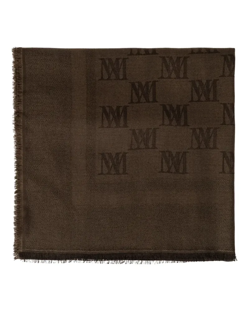 Max Mara Gelato monogram-jacquard frayed scarf - Braun Braun