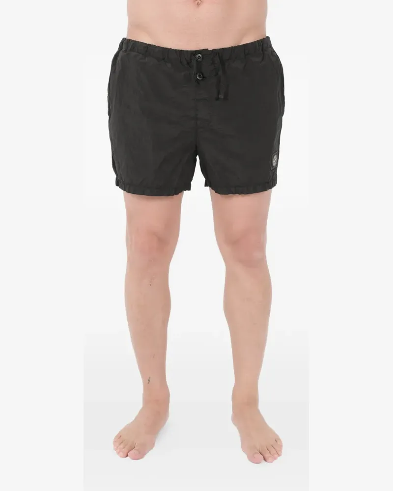 Stone Island Badeshorts mit Logo-Patch - Schwarz Schwarz