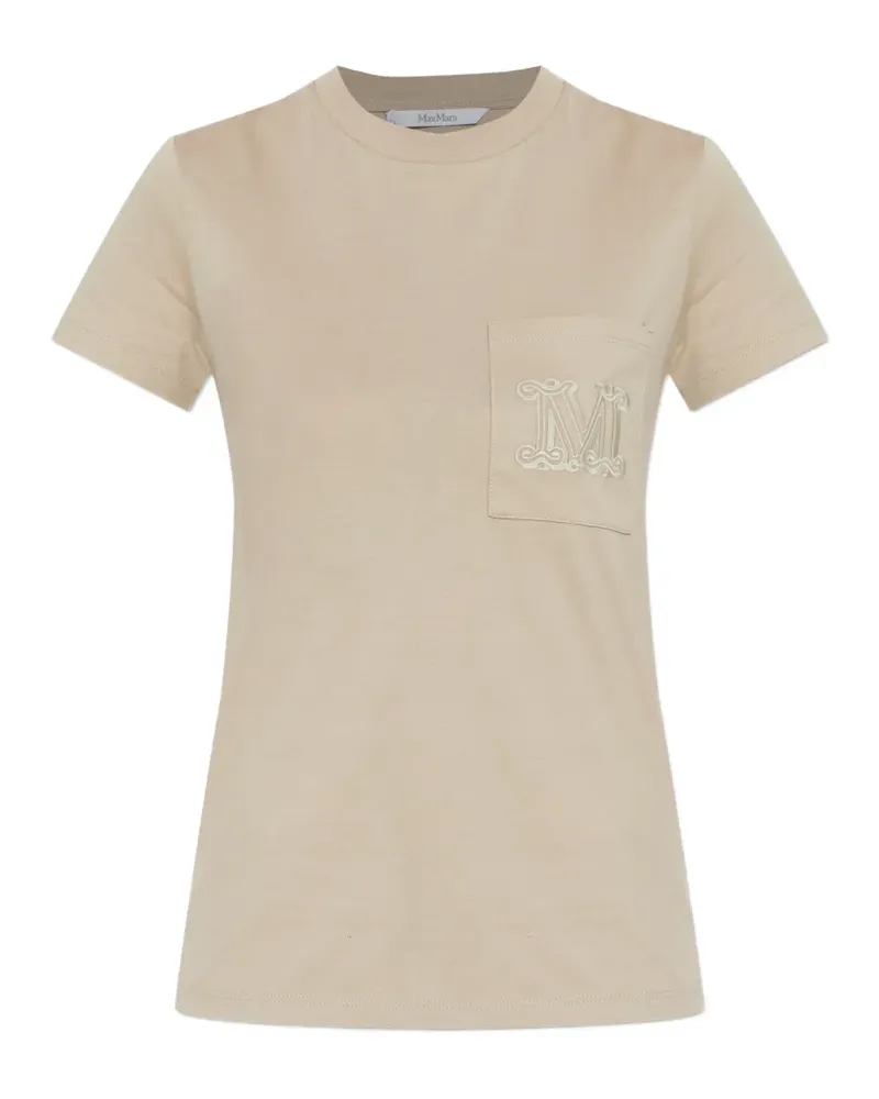 Max Mara pocket-embroidery T-shirt - Nude Nude