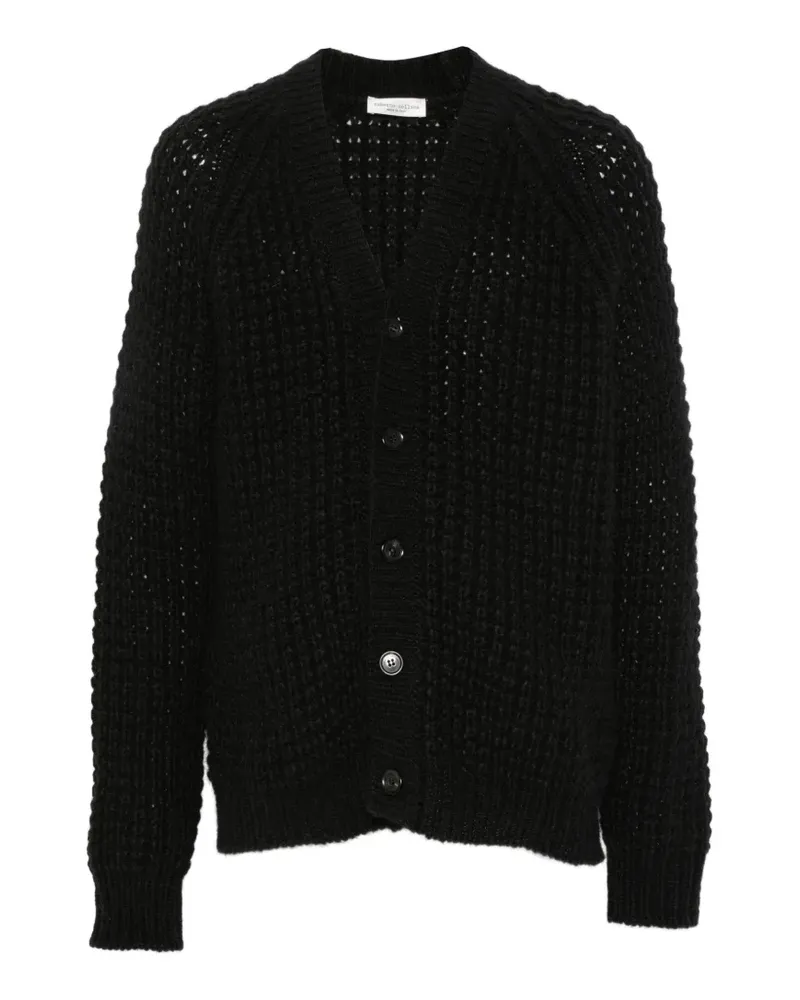 Roberto Collina waffle-knit raglan-sleeve cardigan - Schwarz Schwarz