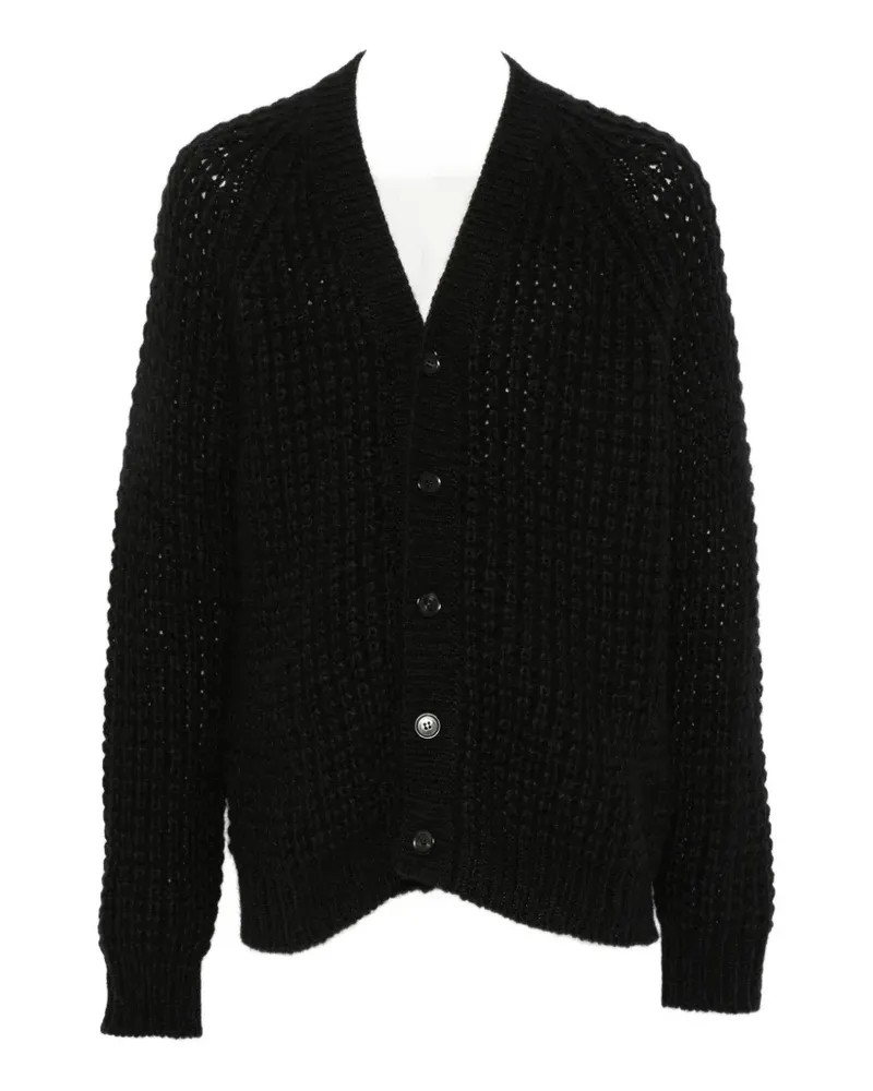 Roberto Collina waffle-knit raglan-sleeve cardigan - Schwarz Schwarz