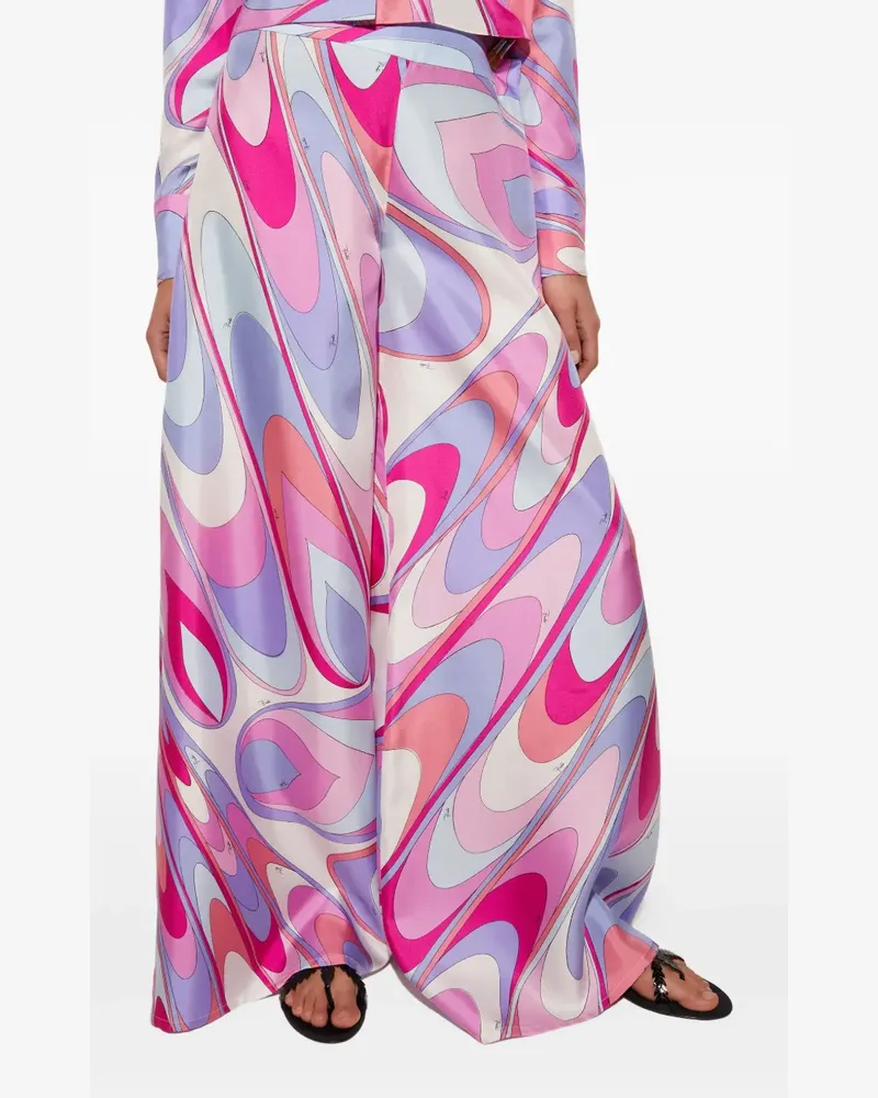 Emilio Pucci onde-print silk-twill trousers - Weiß Weiß