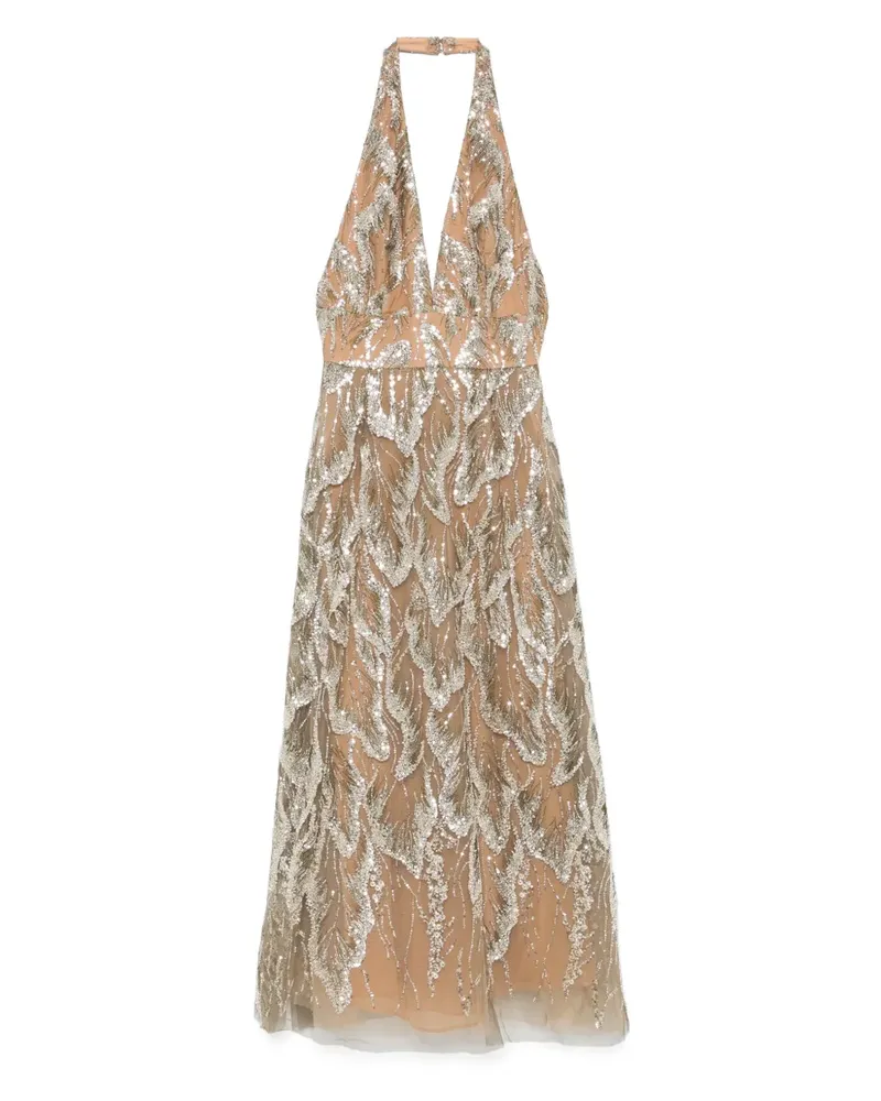 Elie Saab Midikleid mit Pailletten - Braun Braun