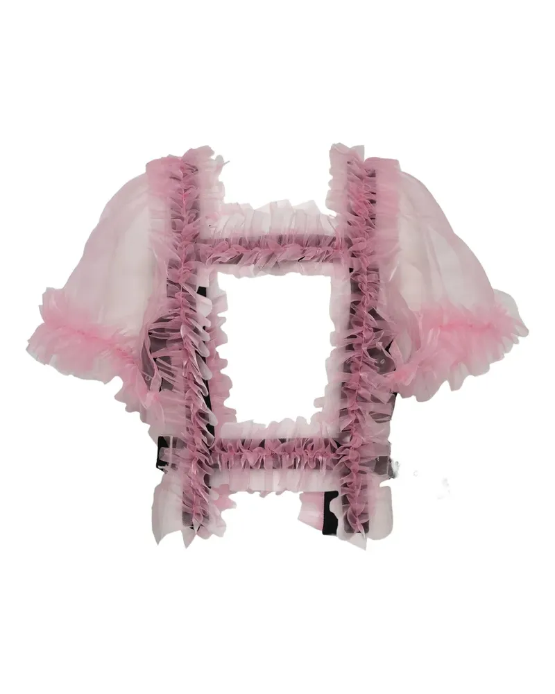 Noir Kei Ninomiya ruffle-trim cut-out vest - Rosa Rosa