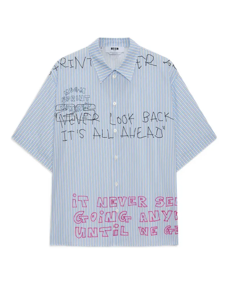 MSGM striped graphic shirt - Blau Blau