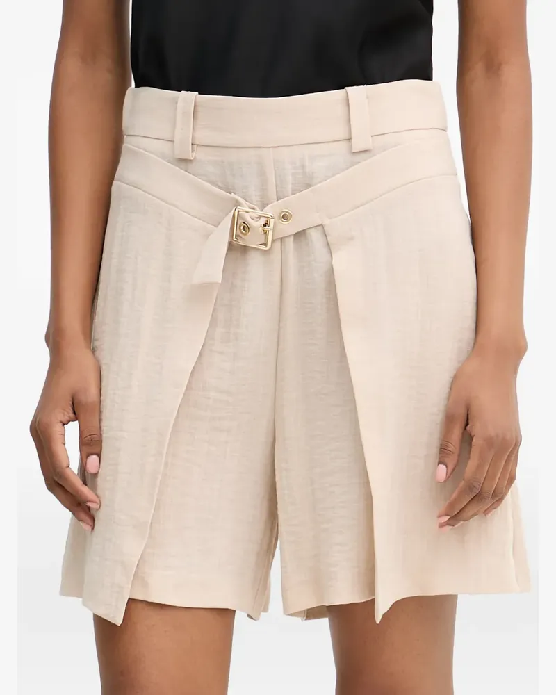 Simona Corsellini buckled pleated shorts - Nude Nude