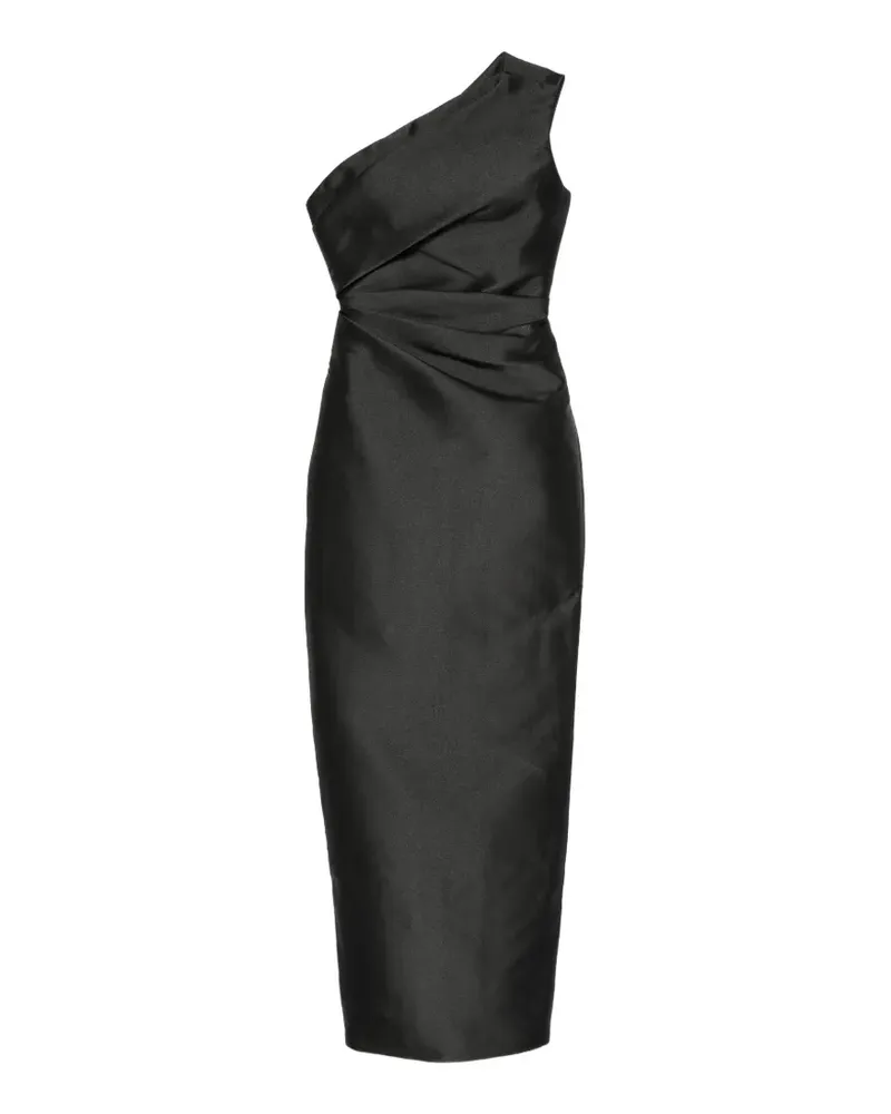 Solace London one-shoulder pleated maxi dress - Schwarz Schwarz