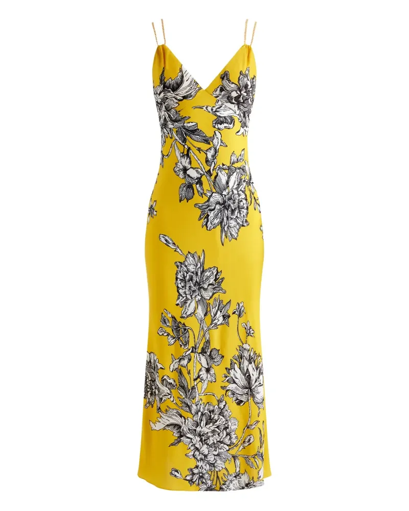 Alice + Olivia Kiro Midikleid - Gelb Gelb