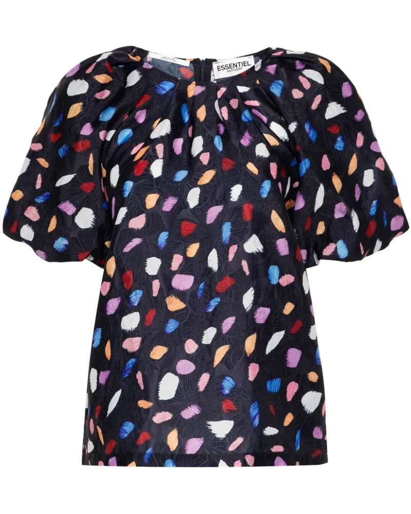 Essentiel Bluse mit abstraktem Print Blau