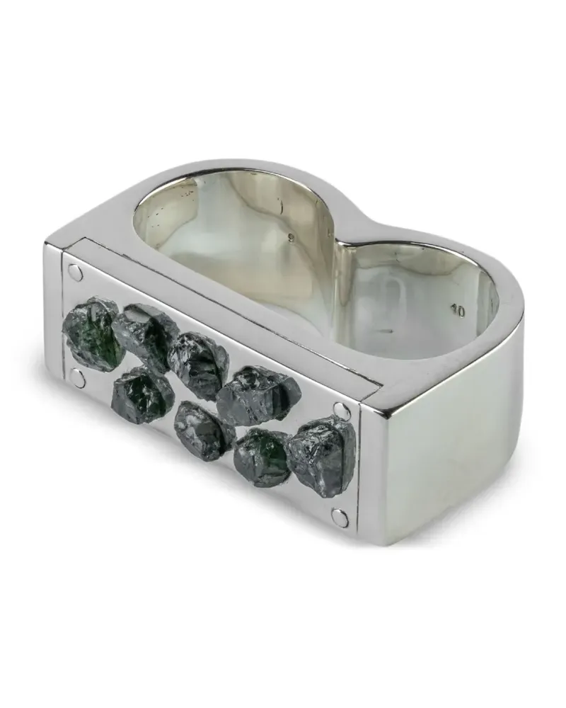 Parts Of Four Plate Double Ring - Silber Silber