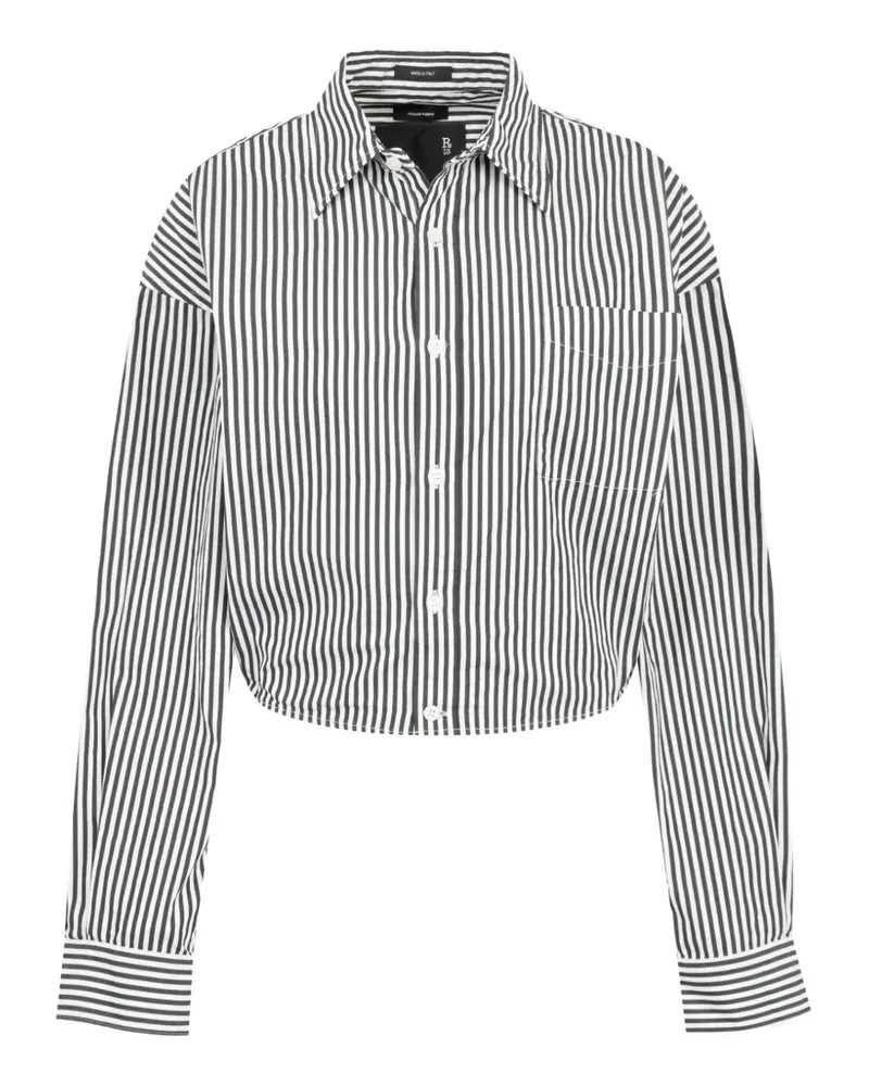 R13 stripe-print cropped shirt - Schwarz Schwarz