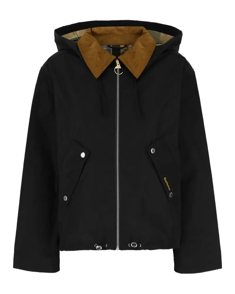 Barbour Kapuzenjacke mit Cordkragen - Schwarz Schwarz