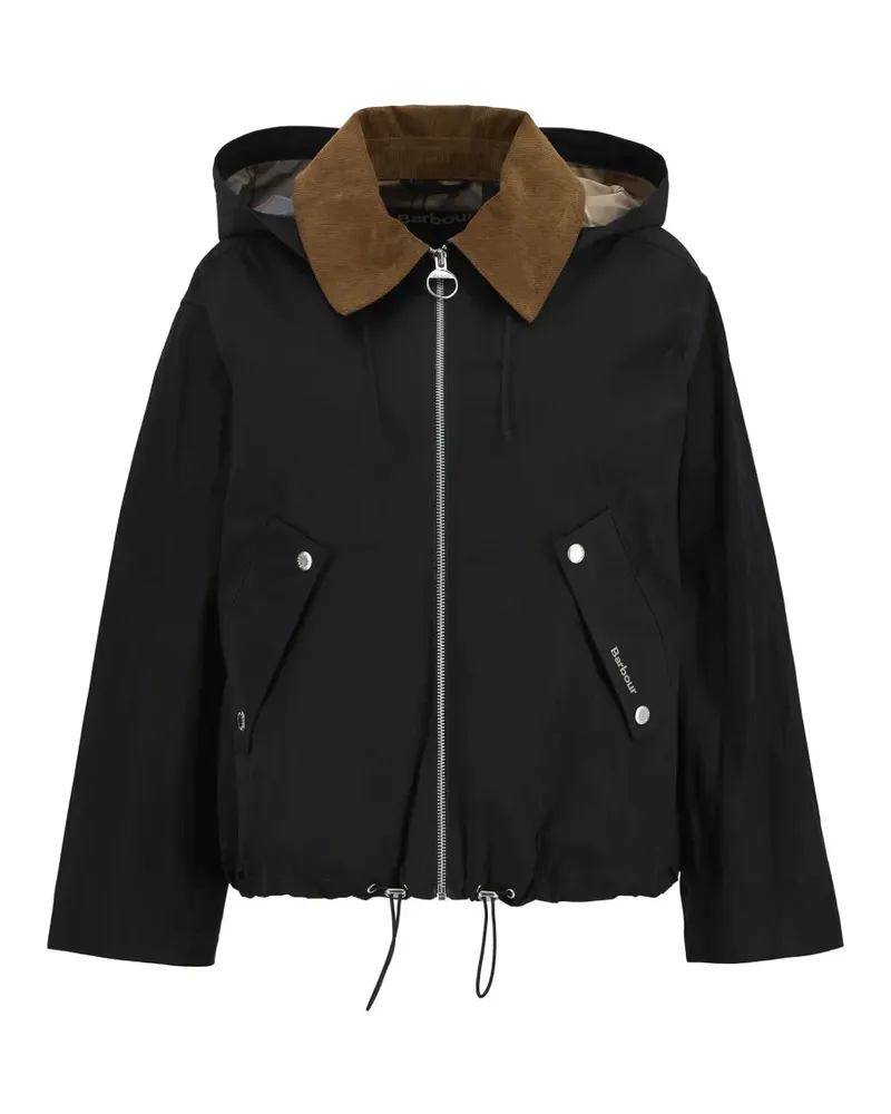 Barbour corduroy collar hooded jacket - Schwarz Schwarz