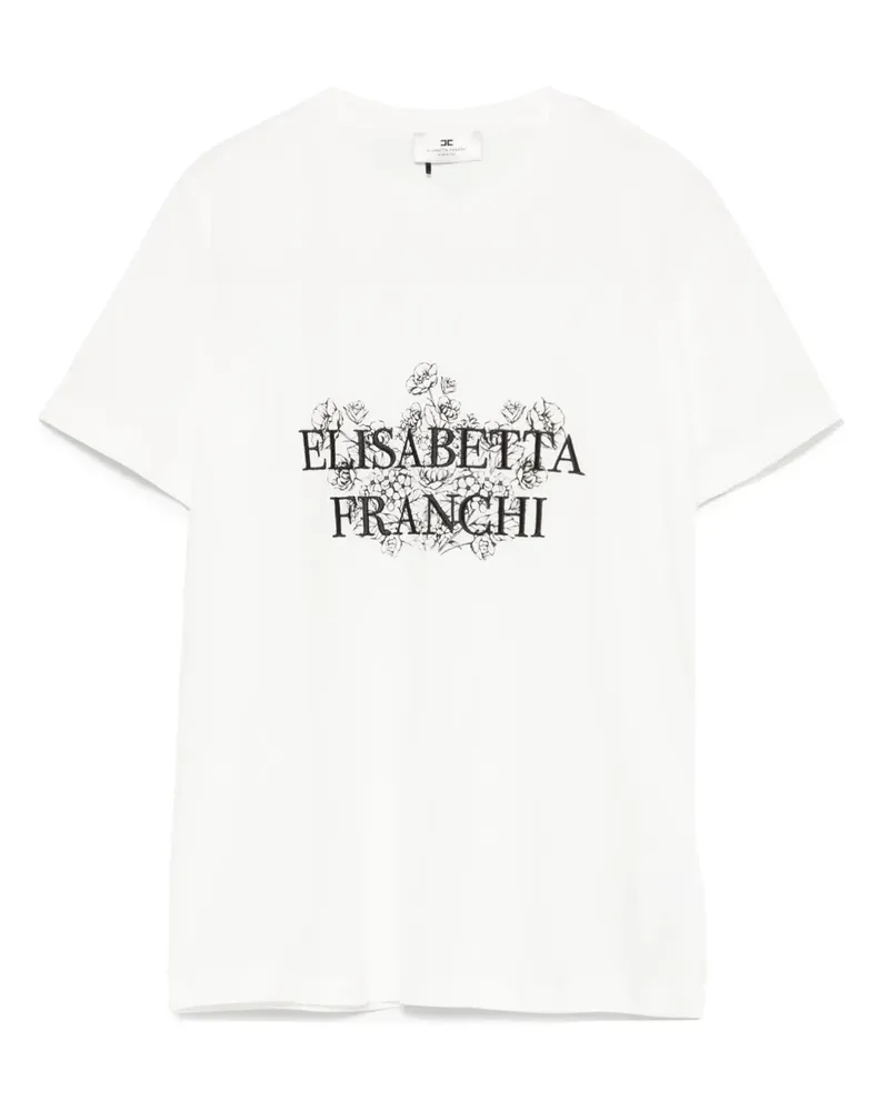 Elisabetta Franchi T-Shirt mit Logo-Stickerei - Weiß Weiß