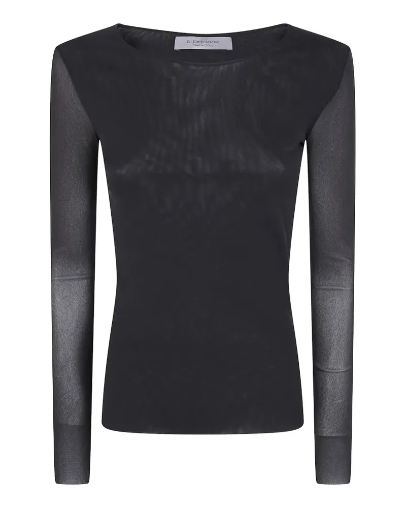 D.EXTERIOR sheer long-sleeve top - Schwarz Schwarz