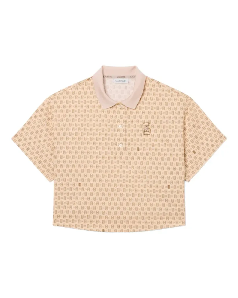 Lacoste oversized Tennis print polo top - Nude Nude