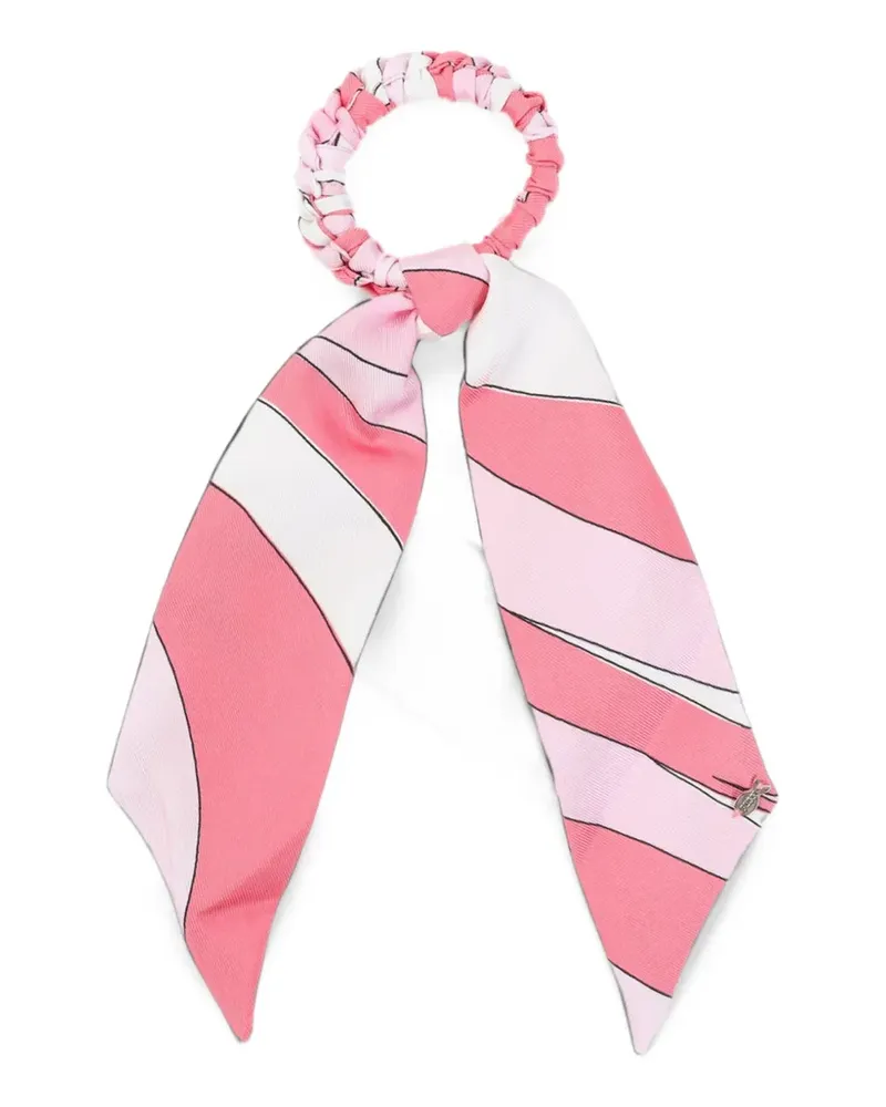 Emilio Pucci Marmo-print silk scrunchie - Rosa Rosa