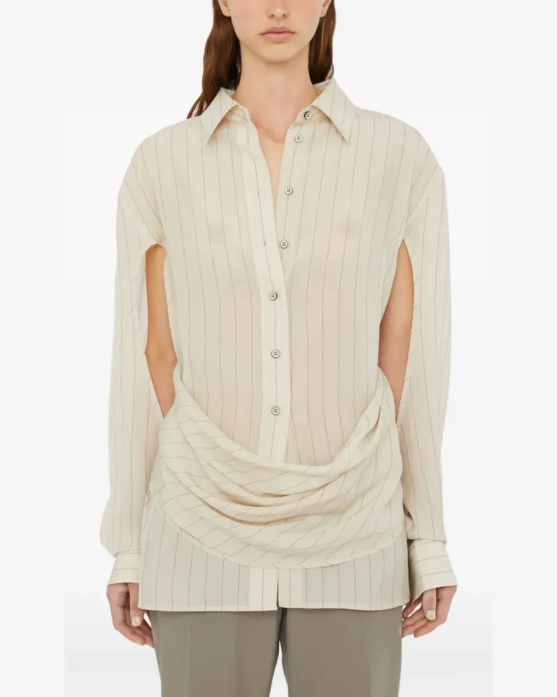 Christopher Esber pinstripe draped shirt - Nude Nude