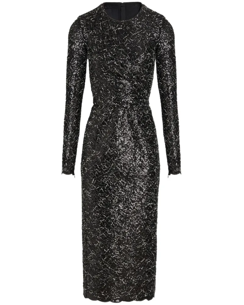 Giambattista Valli Tweed-Midikleid mit Pailletten - Schwarz Schwarz