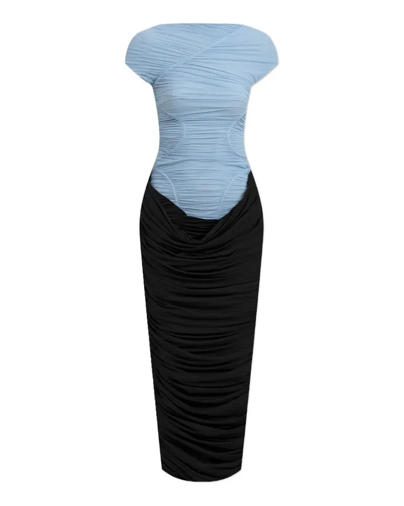 Maygel Coronel Gerafftes Corpus Midikleid - Schwarz Schwarz
