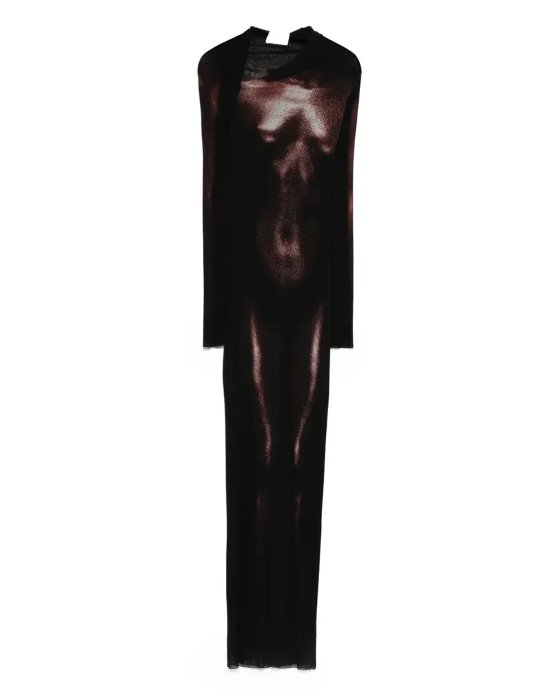 Jean Paul Gaultier Langes Kleid mit Body-Print - Schwarz Schwarz