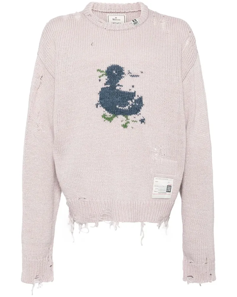 MIHARAYASUHIRO Distressed-Pullover mit Enten-Intarsie - Rosa Rosa