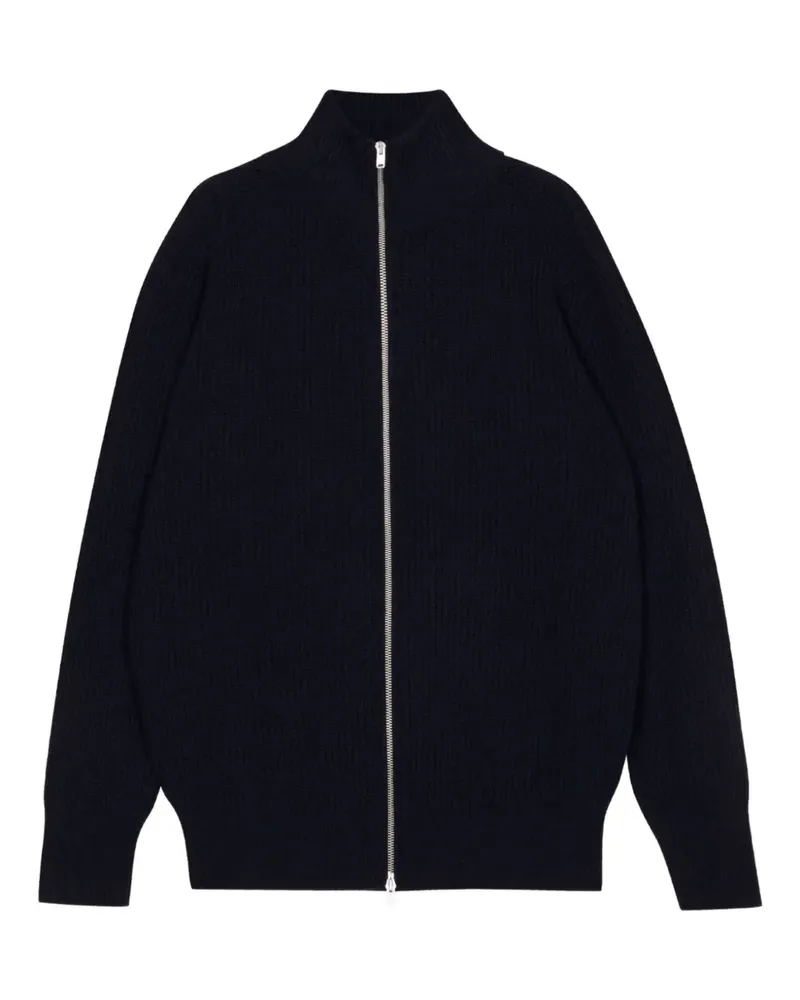 John Smedley Gerippter Mallam Pullover mit Reißverschluss - Blau Blau