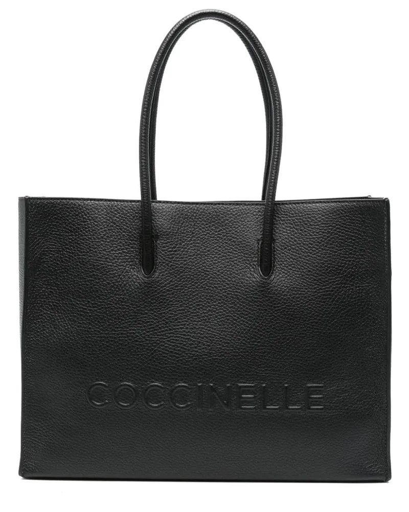 Coccinelle Mittelgroße Myrtha Maxi Logo Tote Bag - Schwarz Schwarz