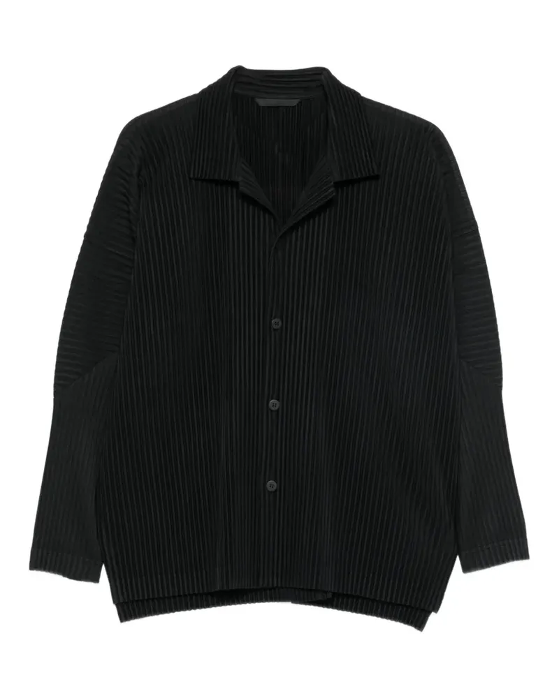 Issey Miyake plissé-effect long-sleeve shirt - Schwarz Schwarz