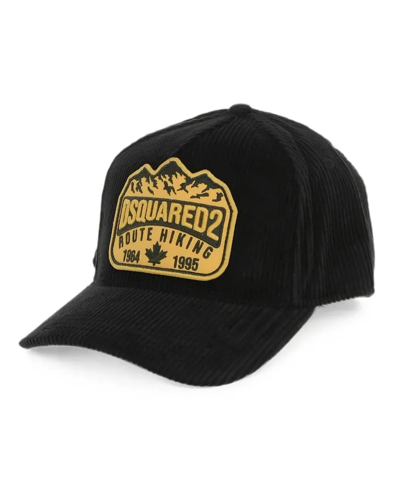 Dsquared2 logo-patch corduroy baseball cap - Schwarz Schwarz