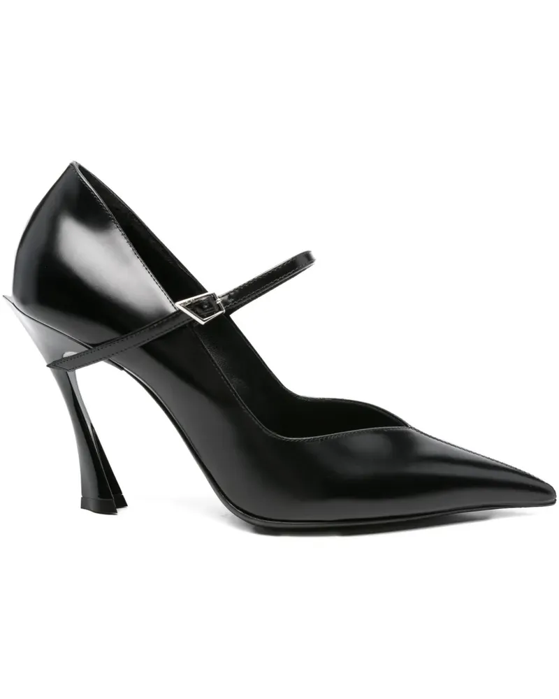 Thierry Mugler Spitze Pumps mit Knöchelriemen 100mm - Schwarz Schwarz