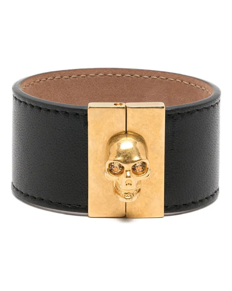 Alexander McQueen Doppelreihiges Armband mit Totenkopfmotiv - Schwarz Schwarz