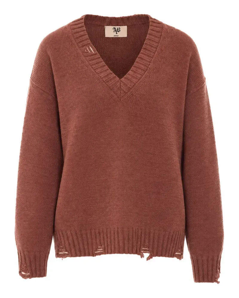 Aniye By Tina distressed V-neck sweater - Braun Braun
