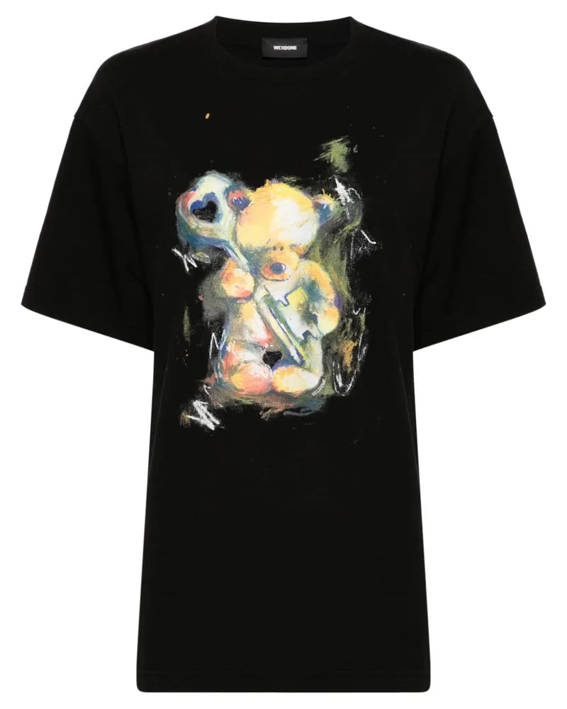 WE 11 DONE T-Shirt mit Teddy-Print - Schwarz Schwarz