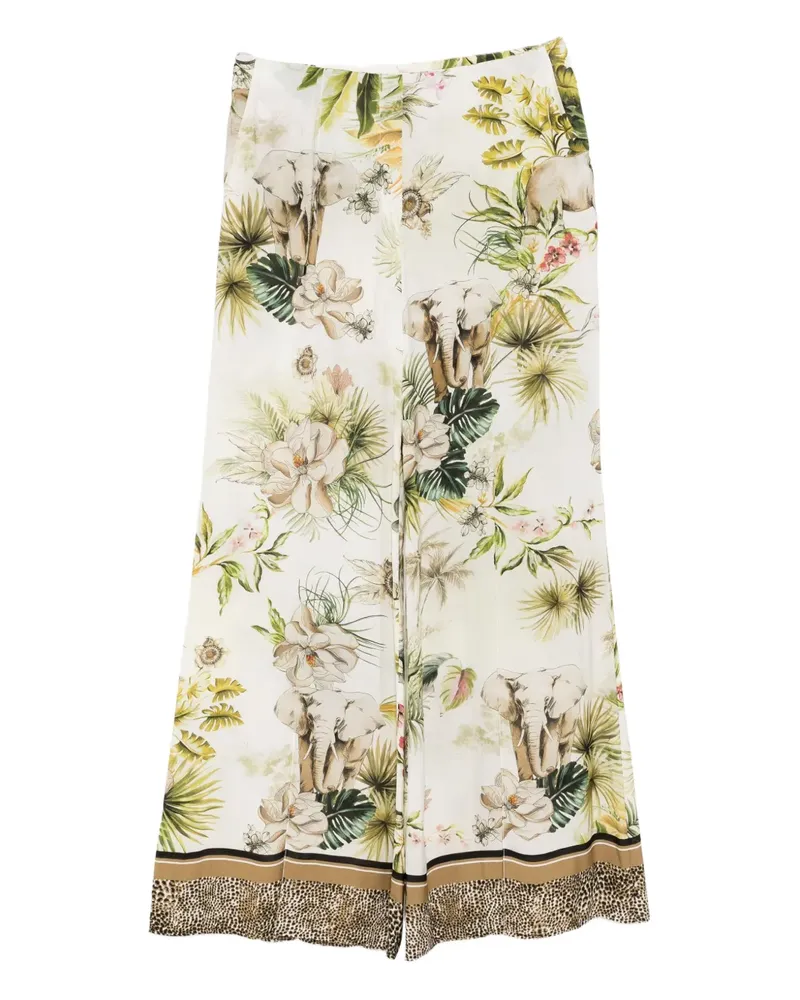 Elie Saab Chiffonhose mit Savannah-Print - Weiß Weiß