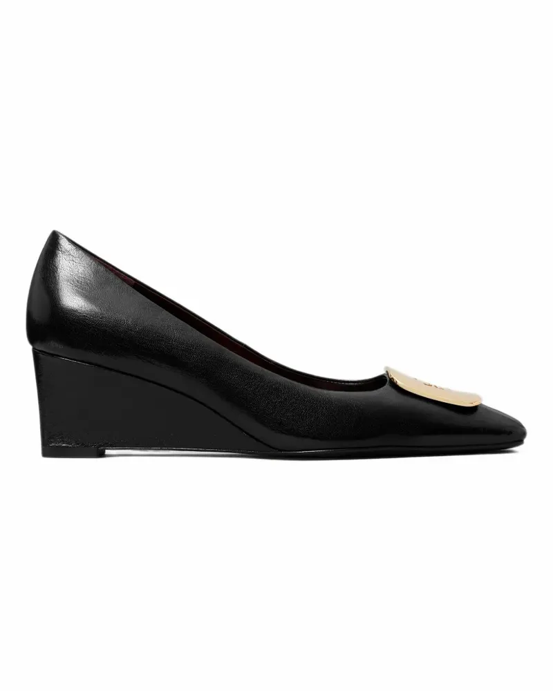 Tory Burch Georgia logo-plaque wedge pumps - Schwarz Schwarz