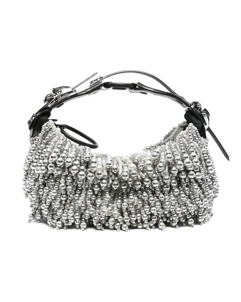 Innerraum Schultertasche mit perlenverzierter Schnalle - Silber Silber