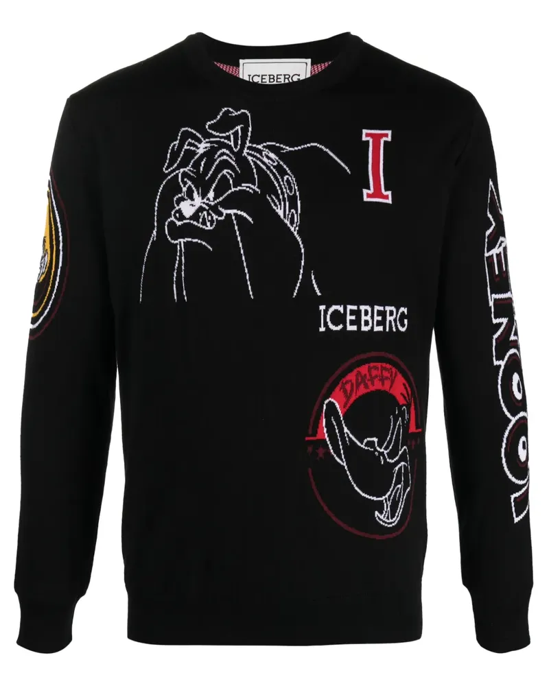 Iceberg Pullover mit Cartoon-Print - Schwarz Schwarz