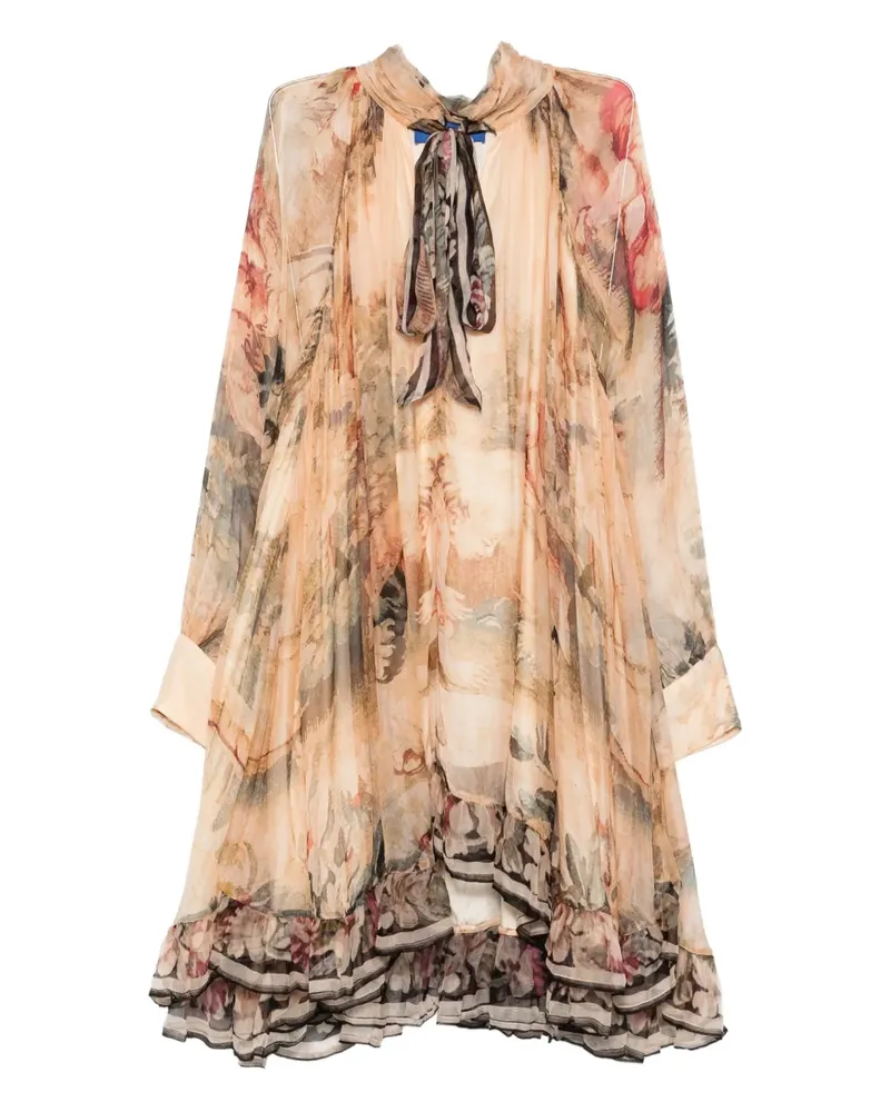Mes Demoiselles floral-pattern ruffled dress - Nude Nude