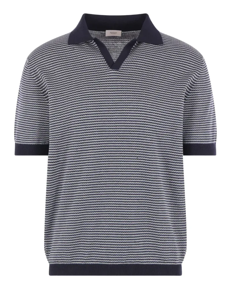 AGNONA Gestreiftes T-Shirt mit V-Ausschnitt - Blau Blau