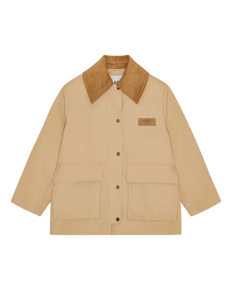 Ganni Utility-Jacke mit Cordkragen - Nude Nude