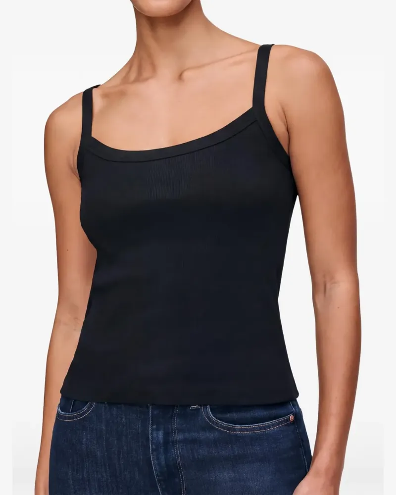 DL1961  Geripptes Trägershirt - Schwarz Schwarz