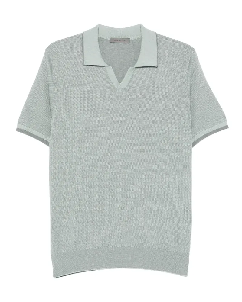 Corneliani textured-knit V-neck T-shirt - Grün Grün