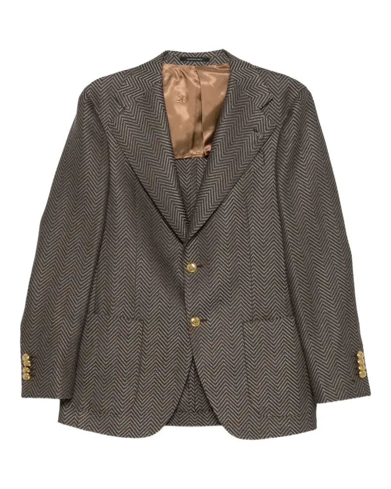 Gabriele Pasini herringbone button blazer - Braun Braun