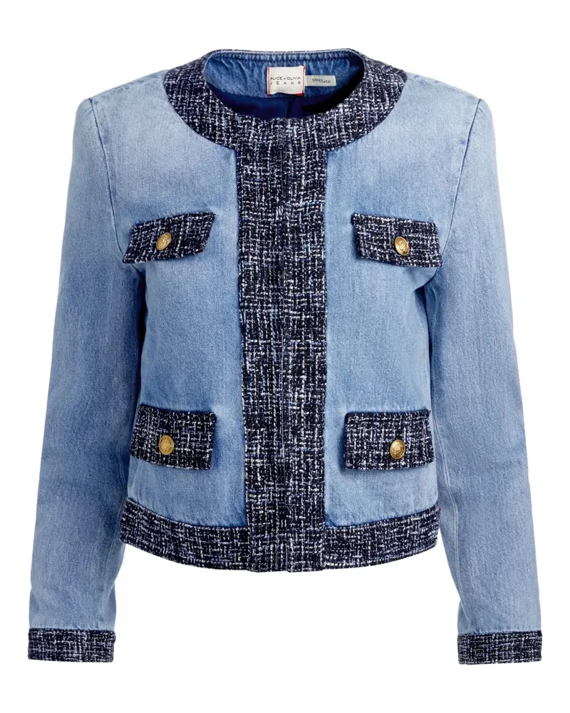 Alice + Olivia Landon Jeansjacke mit Tweed-Detail - Blau Blau